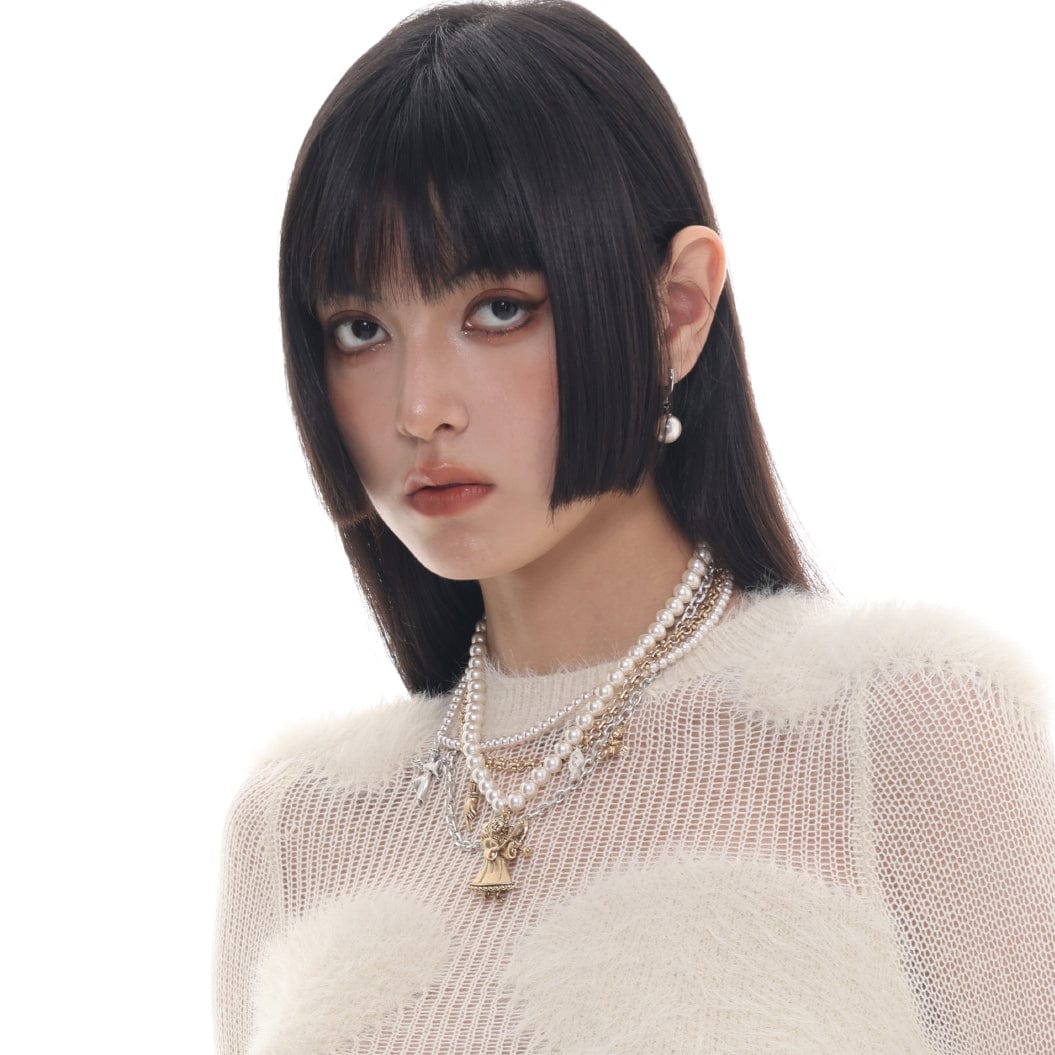 Women's Vintage Angel Multilayer Pearl Necklace - Image 3