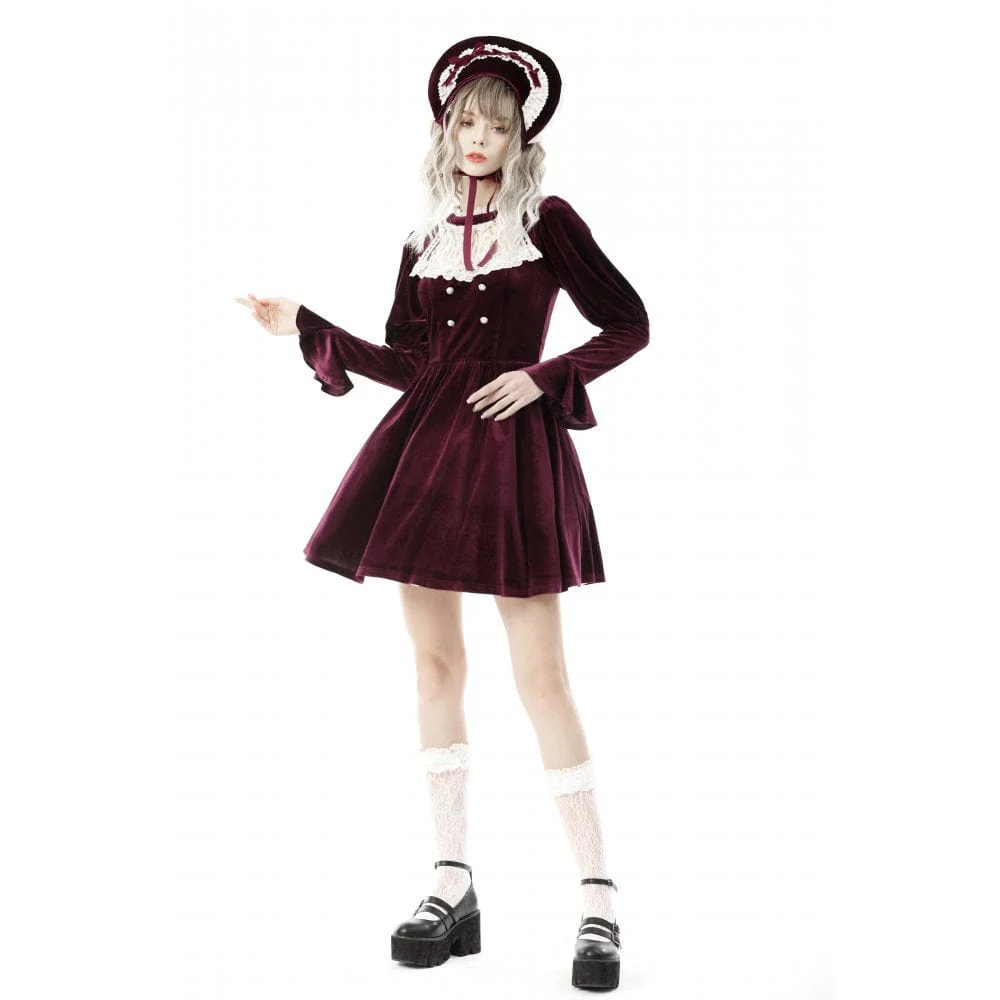 Women's Vintage Velet Court Dress Cosplay Dress Graduation Dress - Image 3