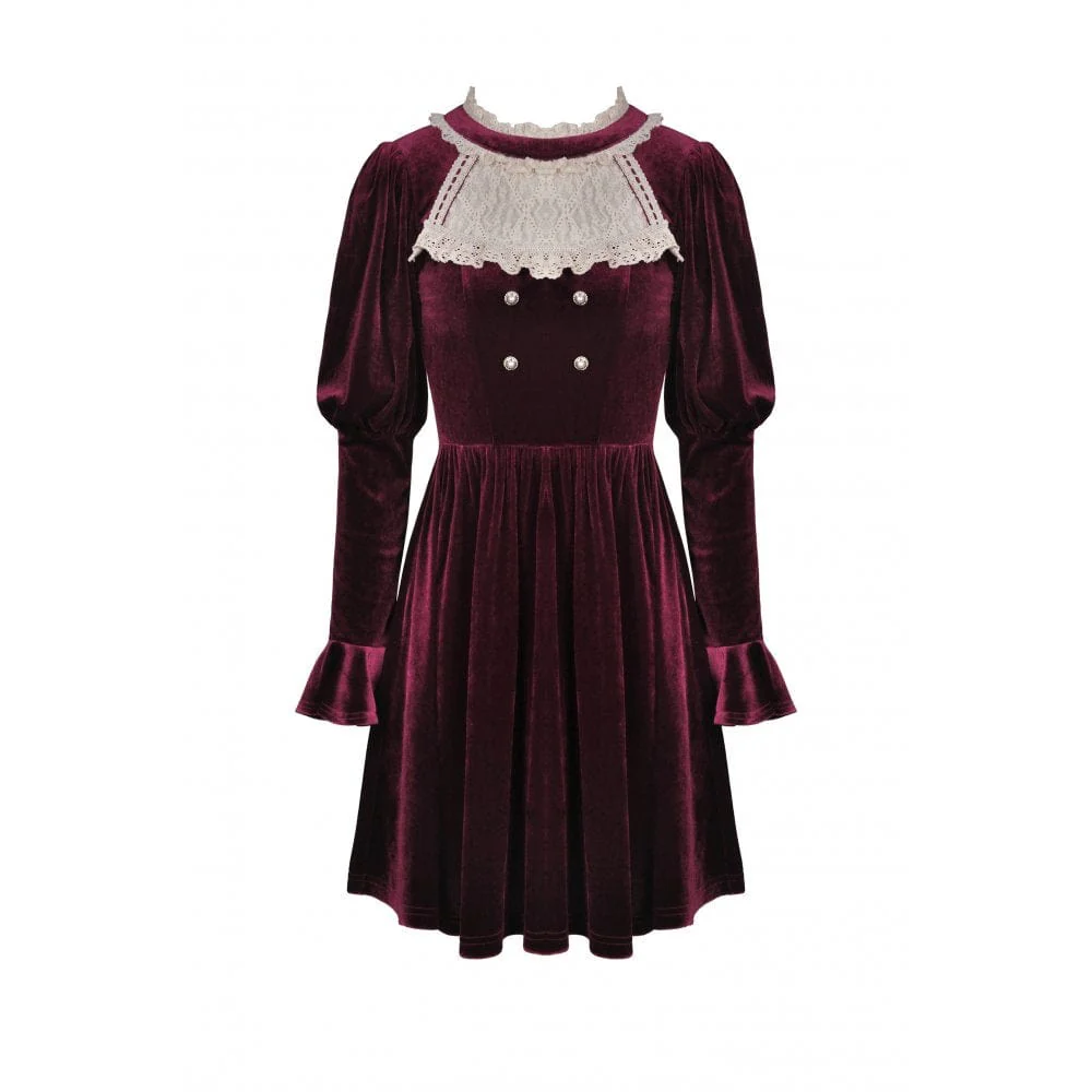 Women's Vintage Velet Court Dress Cosplay Dress Graduation Dress - Image 5