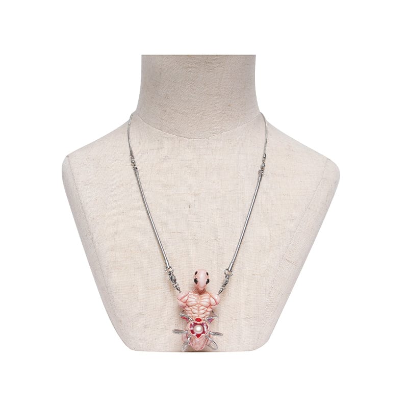 Women's Weirdcore Alien Mechanical Elements Necklace Pink - Image 5