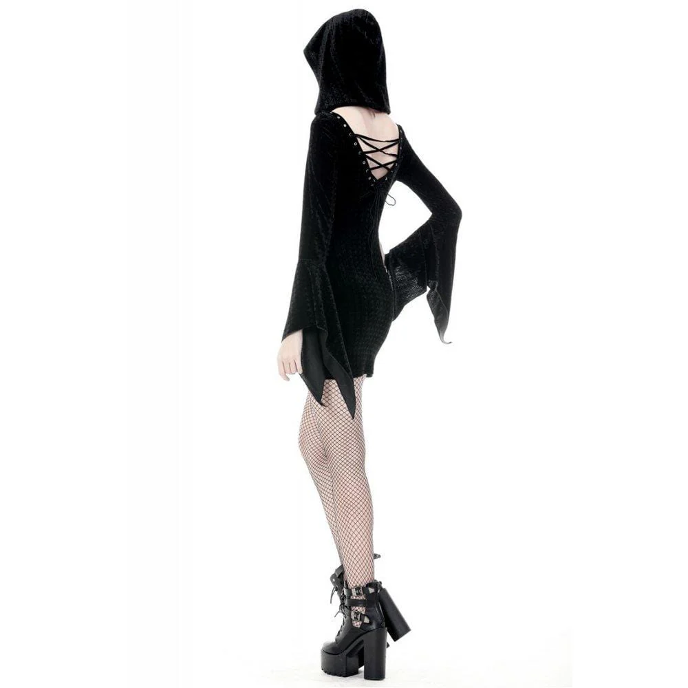 Women's Witch Halloween Hooded Slim Dresses - Image 3