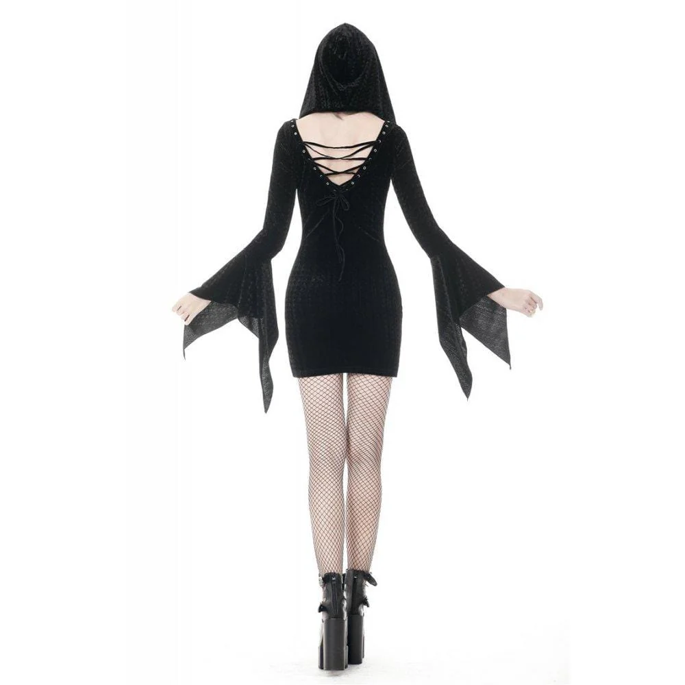 Women's Witch Halloween Hooded Slim Dresses - Image 4