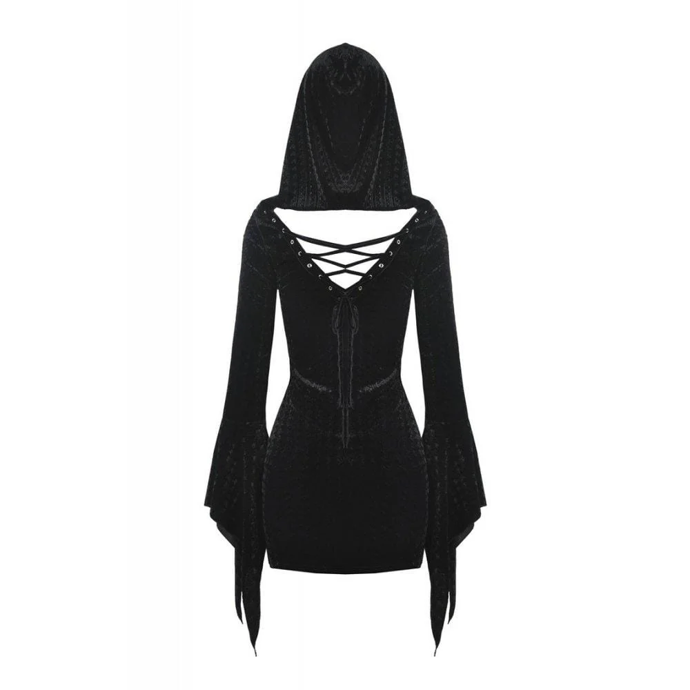 Women's Witch Halloween Hooded Slim Dresses - Image 6