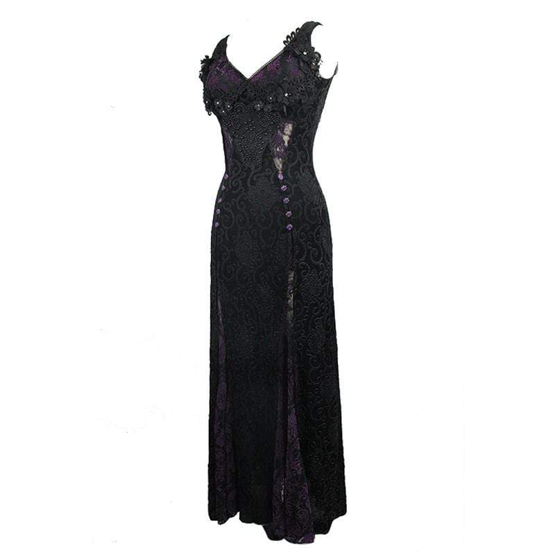 Women's Violet & Lace Goth Full Length Gown - Image 5