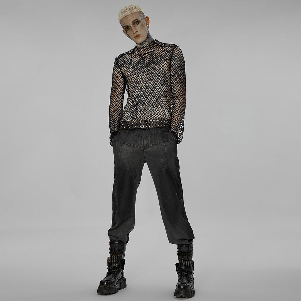Men's Punk Mesh Sheer Shirt - Image 4