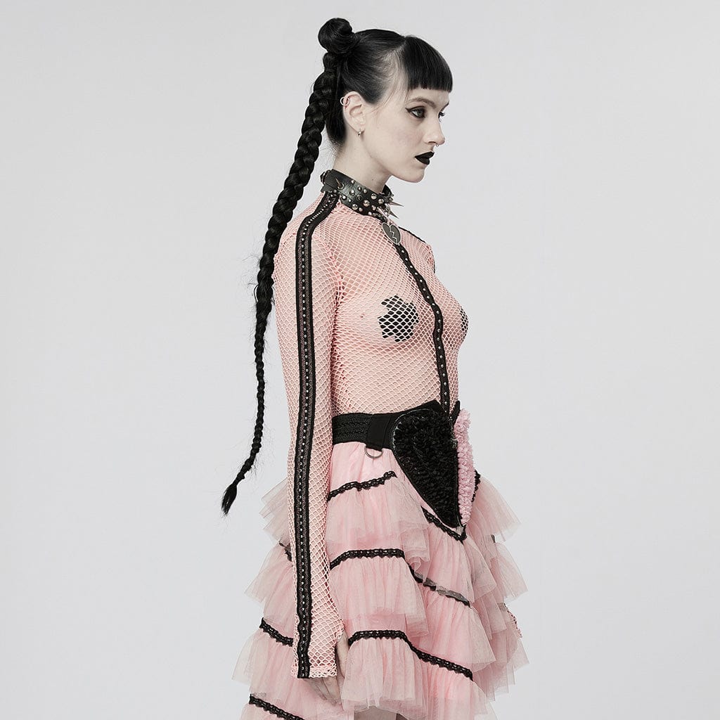 Women's Punk Nailed Sheer Mesh Top - Image 2