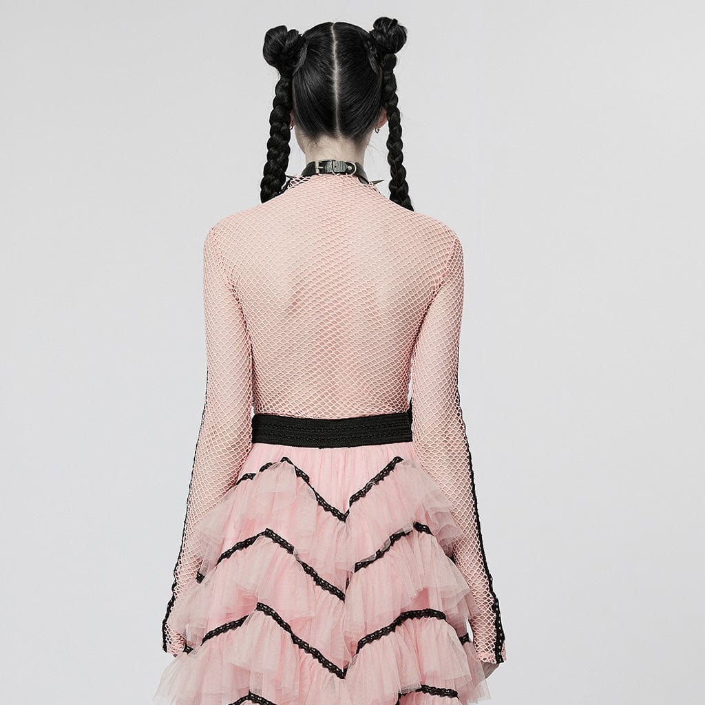 Women's Punk Nailed Sheer Mesh Top - Image 3