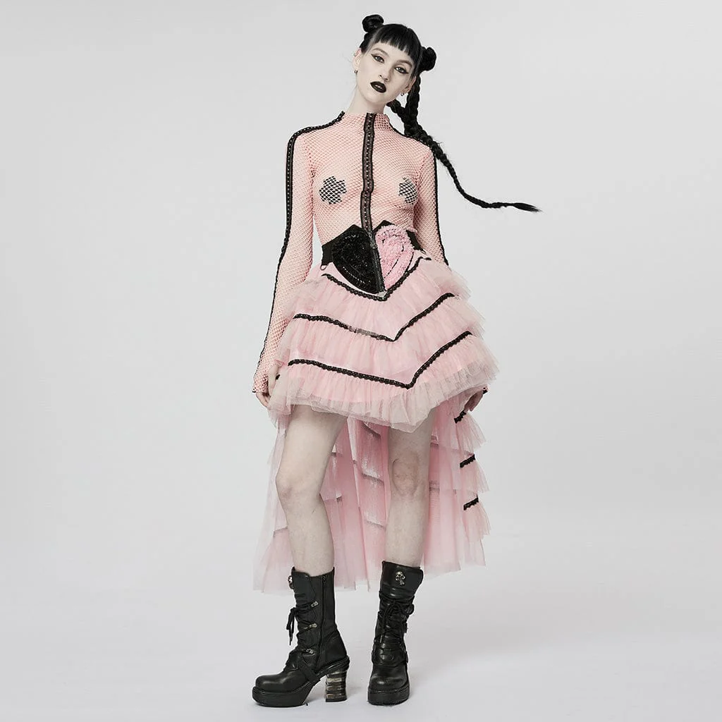 Women's Punk Nailed Sheer Mesh Top - Image 4