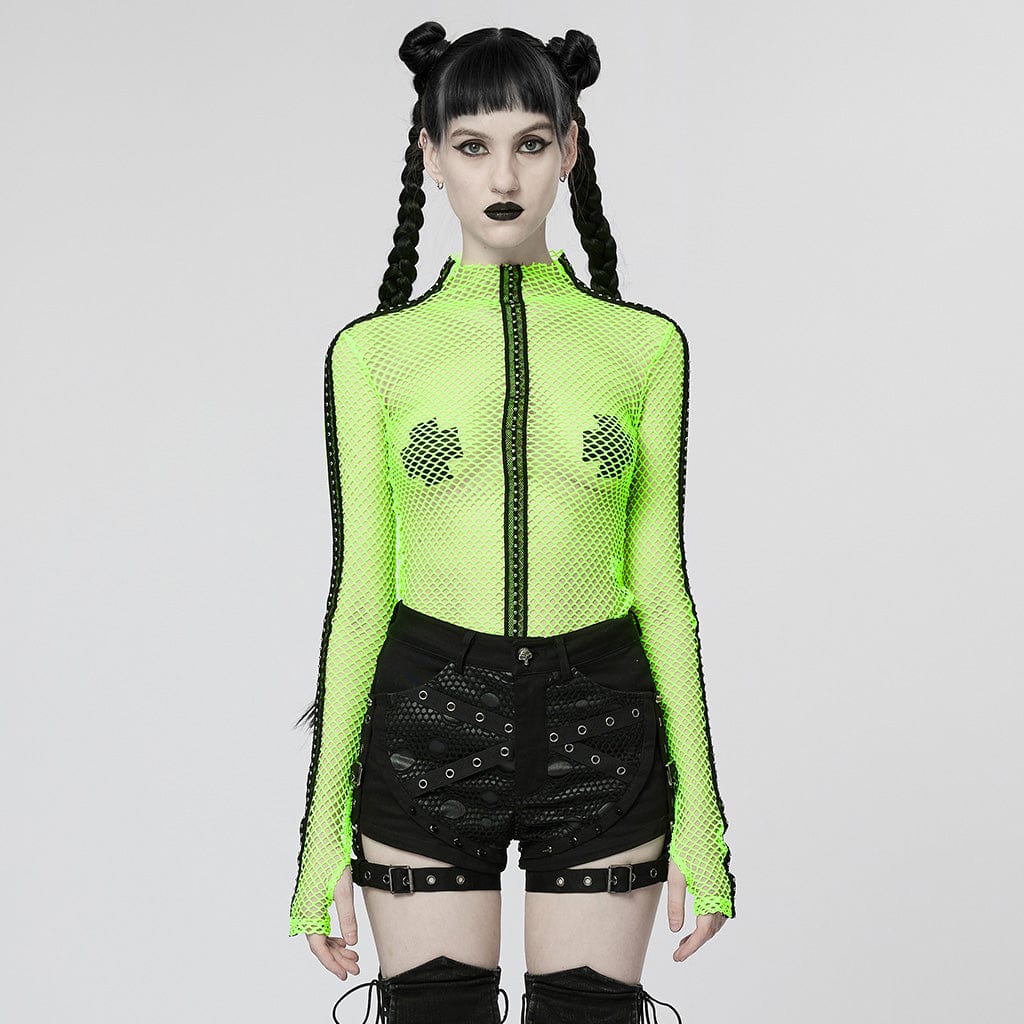 Women's Punk Nailed Sheer Mesh Top - Image 6