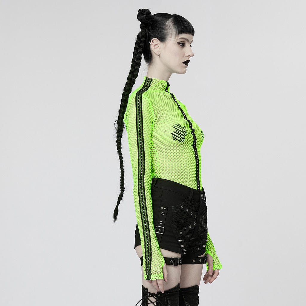 Women's Punk Nailed Sheer Mesh Top - Image 7