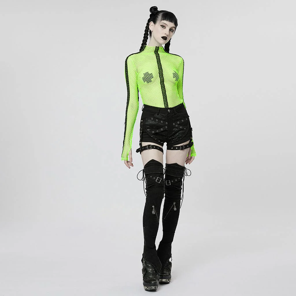 Women's Punk Nailed Sheer Mesh Top - Image 9